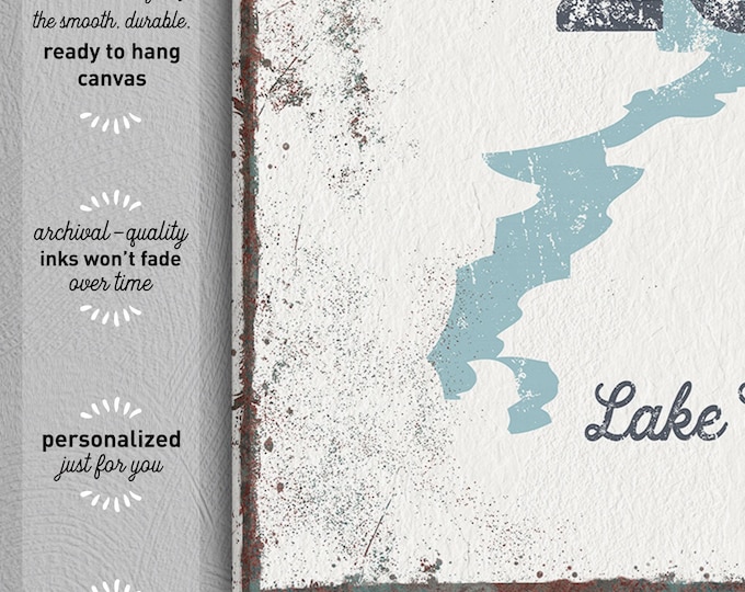 Modern Farmhouse, Rustic Lake Gift, Boho Lakehouse Art, Vintage NO WAKE ZONE Canvas, Coastal Wall Decor, Personalized Lake Sign {lsw}