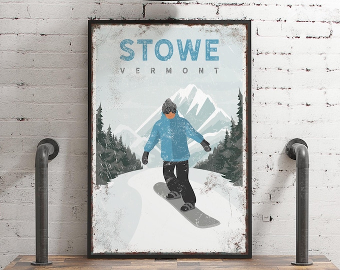 Snowboarder Wall Print, Rustic Wood Frame, Customizable (Multiple Sizes)