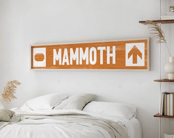 Mammoth Custom Ski Trail Sign, Rustic Lodge Decor, Metal Skier Marker, Weathered Wood Finish, Bunny Slope Arrow, Vintage Gift Idea