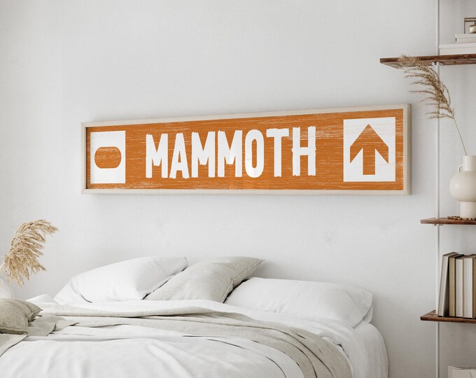 Mammoth Custom Ski Trail Sign, Rustic Lodge Decor, Metal Skier Marker, Weathered Wood Finish, Bunny Slope Arrow, Vintage Gift Idea