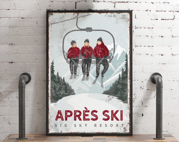 Custom Ski Lift Poster: Vintage Big Sky Resort Art, Personalized