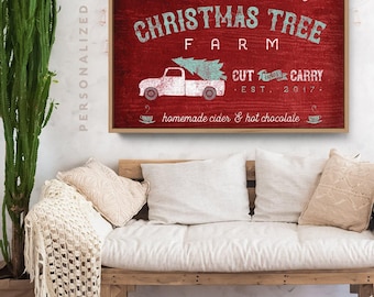 Personalized Christmas Sign: Rustic Tree Farm Name Print