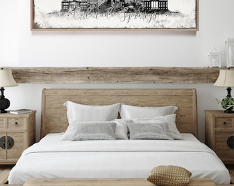 Custom City Skyline Sign: Vintage Style Wall Art