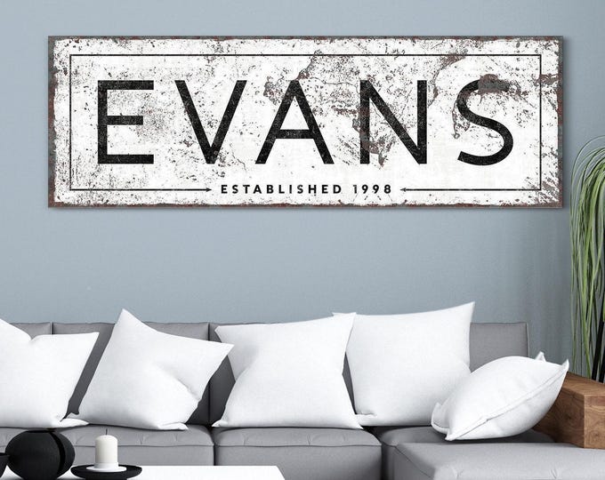 Custom Last Name Sign: Rustic Farmhouse Style - Canvas or Printable