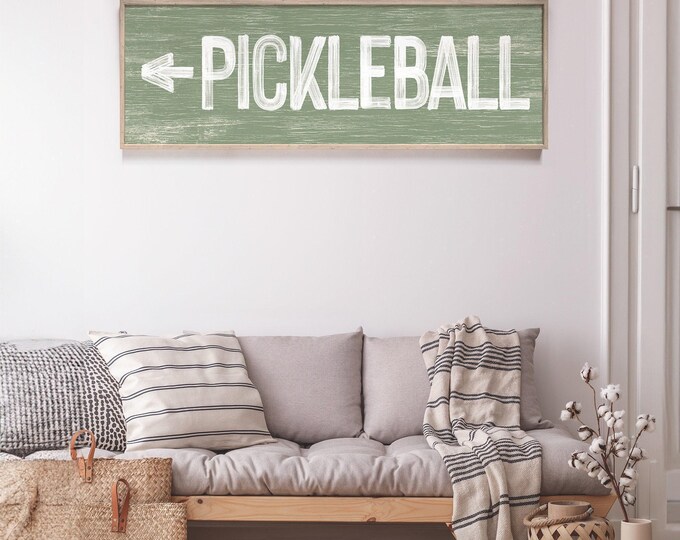 Pickleball Directional Sign: Vintage Style, Seagrass Green, Custom Text