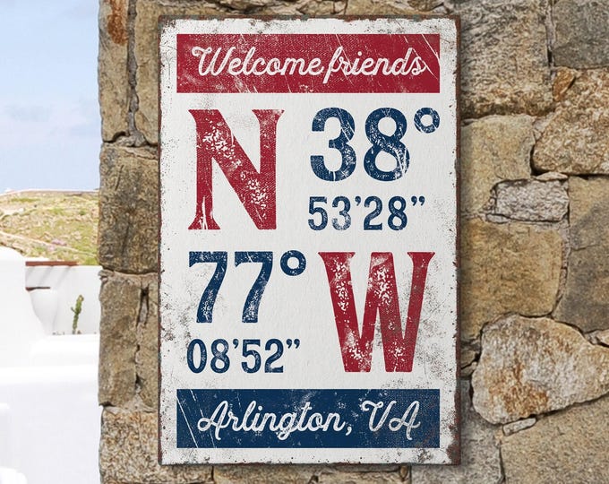 Personalized Latitude Longitude Sign: Rustic Beach House Decor - Wood Frame