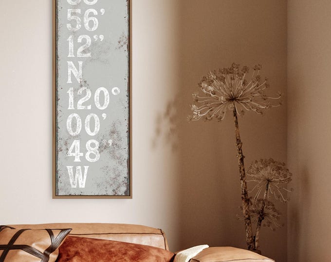 Coordinates Wall Art: Personalized Vintage Typography (Canvas or Paper)