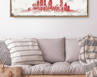 Chicago City Skyline Print: Vintage Farmhouse Style (Custom Framed)