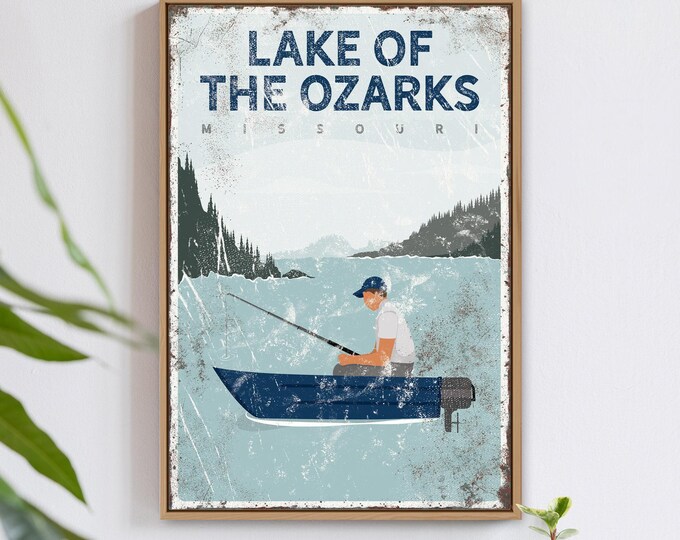 Personalized Lake Sign: Rustic Boat Art (Canvas, Paper, or Aluminum)