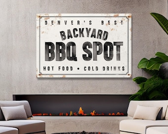 Personalized Backyard Barbecue Sign: Waterproof Metal, Large Aluminum