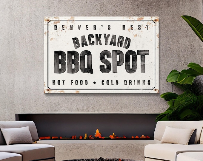 Personalized Backyard Barbecue Sign: Waterproof Metal, Large Aluminum
