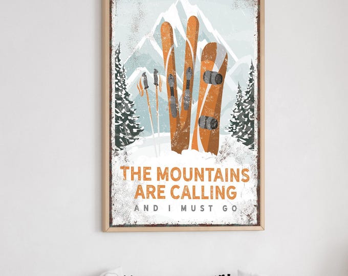 Mountain Wall Art: Ski Lodge Decor - Rustic Cabin Style
