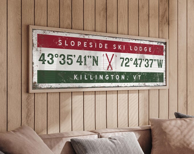 Coordinates Wall Art: Ski Lodge Colors - Custom Latitude & Longitude