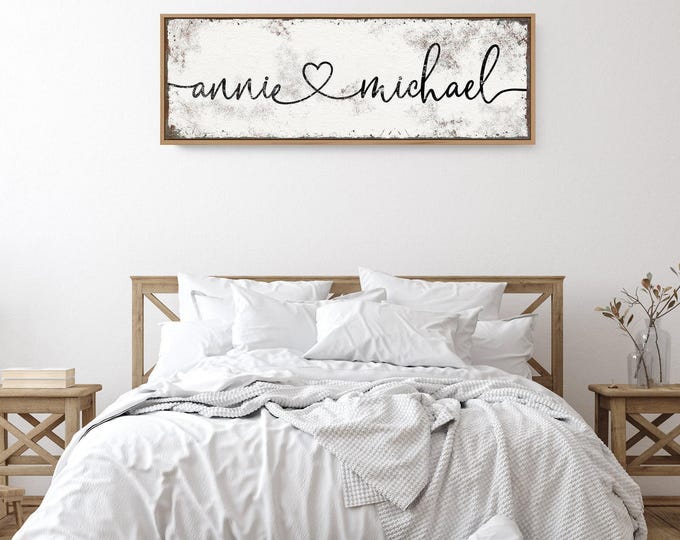 Vintage Style Love Sign - Custom Names in Script with Heart