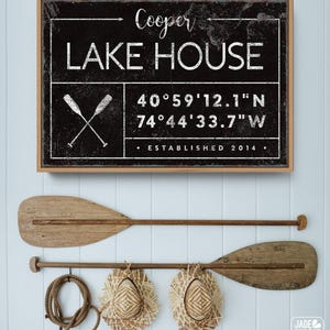 a sign that says copper lake house hangs on a wall
