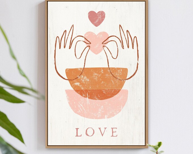 vintage valentine sign > bohemian valentine decor with hearts and hands, boho neutral earth tones, modern farmhouse wall decor {VAL02}