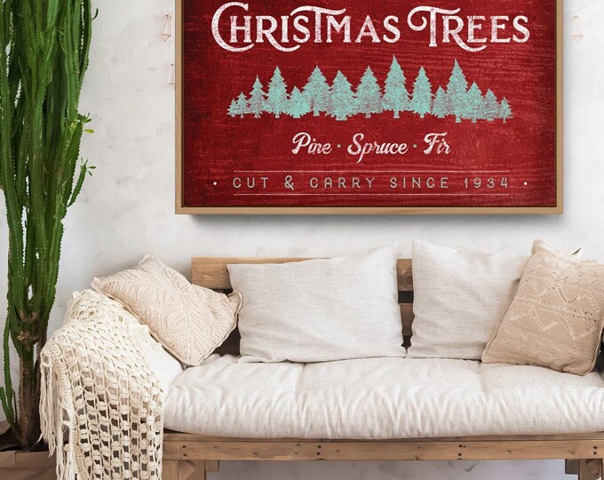 Christmas Tree Farm Sign: Vintage Rustic Style - Framed or Canvas