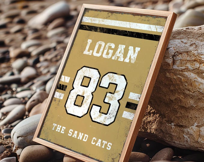 Sports Room Sign: Playful Yellow Jersey Style (Kids’ Custom Text)
