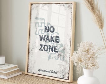 No Wake Zone Wall Hanging: Custom Lake Decor (Canvas or Aluminum)