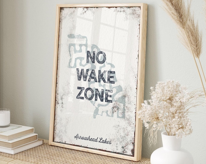 No Wake Zone Wall Hanging: Custom Lake Decor (Canvas or Aluminum)