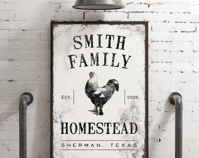 Smith Family Sign, Custom Homestead Town Coordinates, Personalized Farmhouse Art