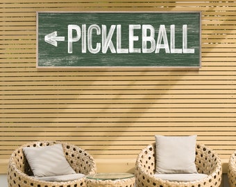 Large PICKLEBALL sign with arrow > vintage pickleball directional art, vine green pickleball sign, horizontal pickleball sign {pwo}