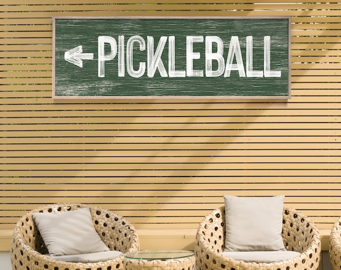 Large PICKLEBALL sign with arrow > vintage pickleball directional art, vine green pickleball sign, horizontal pickleball sign {pwo}