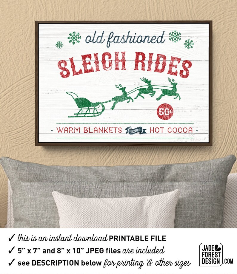 Rustic SLEIGH RIDES sign instant download printable file | Etsy
