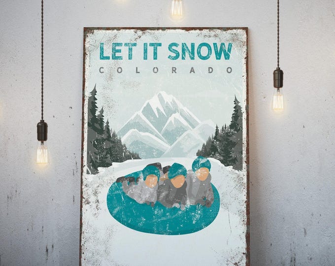 Let It Snow Sign, Personalized State Winter Wall Art, Cozy Mountain Cabin Decor