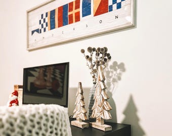 Personalized Nautical Flags Sign - Rustic Beach or Lake House Decor