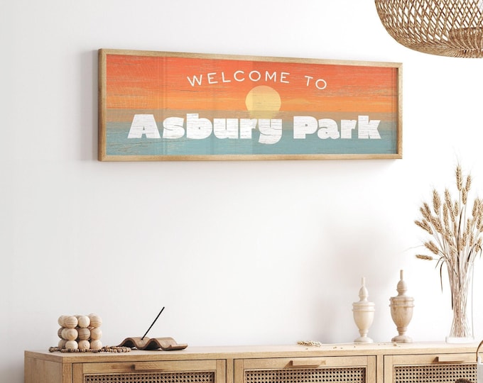 Welcome Sign: Jersey Shore Sunset Art (Custom Sizes and Frames)