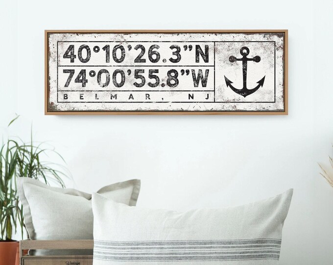 Anchor Wall Art With Your Own Shoreline Coordinates And Established Year