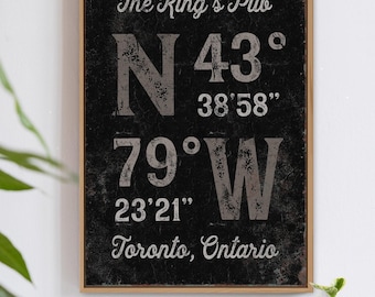Family Name Coordinates Sign: Personalized Wall Art (Canvas or Aluminum)