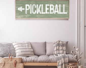Pickleball Directional Sign: Vintage Style, Seagrass Green, Custom Text