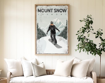 Custom Snowboard Lodge Art - Mount Snow Vermont Wall Decor
