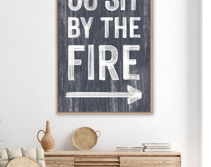 Hale Navy Wall Art Sign: Rustic Blue Gray Canvas, Farmhouse Style