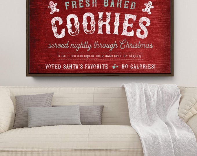 Christmas Wall Sign: Fresh Baked Cookies - Distressed Wood Style