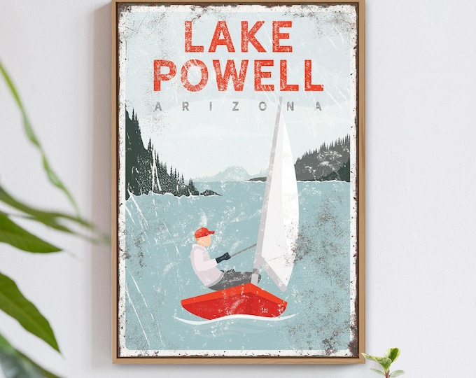 Personalized Gift, Lake House Decor, Vintage Wall Art, Custom Nautical Sign, Retro Sailboat Print, Unique Lake Home Decoration, Gift Idea