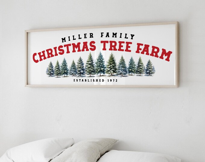 Christmas Tree Farm Sign, Large Xmas Canvas, Holiday Gift Idea, Personalized Rustic Decor, Vintage Santa Welcome Plaque