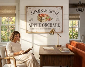 Antique Orchard Sign: Personalized Rustic Apple Wall Art - Farmhouse Style