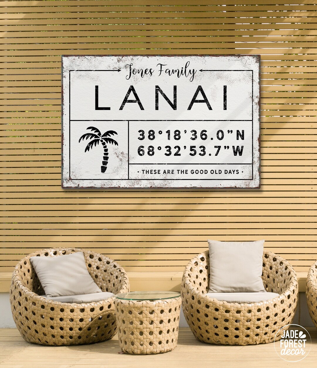 Personalized LANAI Sign, Personalized Last Name Canvas, Lanai Signs for Outdoor, Custom