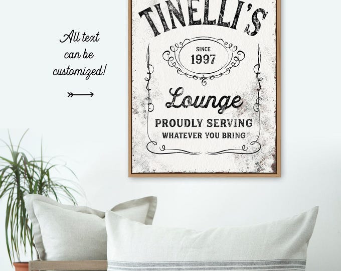 Funny Bar Sign Canvas: Rustic White Farmhouse Lounge Decor