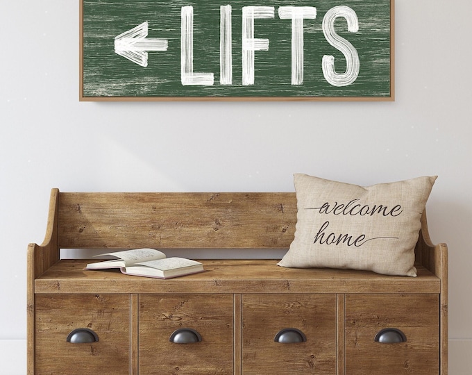 Rustic Ski Lifts Sign - Vintage Mountain Chalet Decor