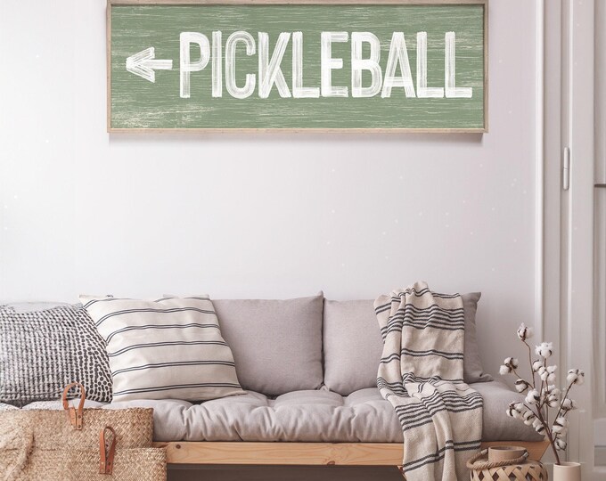 Pickleball Directional Sign: Vintage Style, Seagrass Green, Custom Text