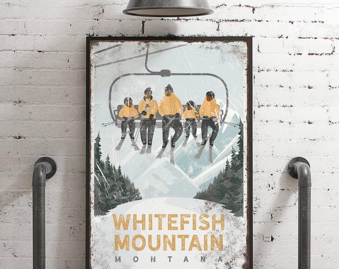 Retro Ski Lift Poster: Personalized Mountain Lodge Art (Canvas or Aluminum)