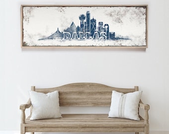 Texas Wall Art Print: Dallas Skyline in Navy Blue - Custom Canvas