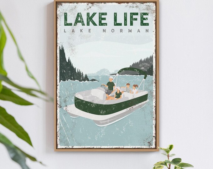 Lake House Family Pontoon Boat Sign (Custom Text, Forest Green)