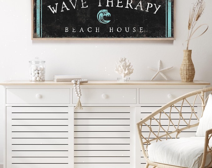 Wave Art Print Of A Curling Teal Ocean Wave In A Vintage Surf Palette