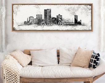 Greenville Skyline Art: Farmhouse Style Wall Decor (Extra Large, Framed)