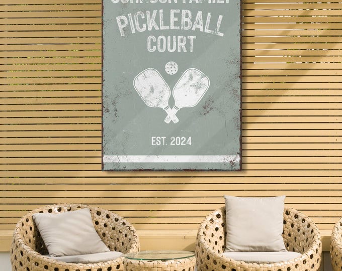 Pickleball Court Sign: Personalized Name and Year - Sage Green Colors